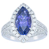 18ct White Gold 3.84ct Tanzanite & Diamond Halo Ring-Ring-Walker & Hall
