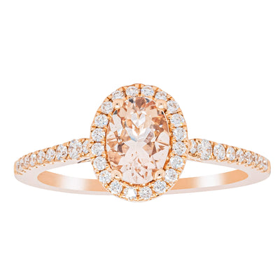 18ct Rose Gold .64ct Morganite & Diamond Mini Sierra Ring-Ring-Walker & Hall