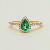 18ct Yellow Gold .64ct Pear Emerald & Diamond Mini Sierra Ring - Ring - Walker & Hall
