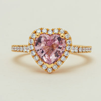 18ct Yellow Gold 2.01ct Pink Heart Sapphire & Diamond Sierra Ring - Ring - Walker & Hall