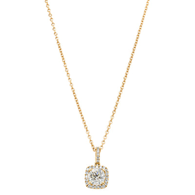 18ct Yellow Gold .68ct Reclaimed Diamond Peony Pendant-Necklace-Walker & Hall