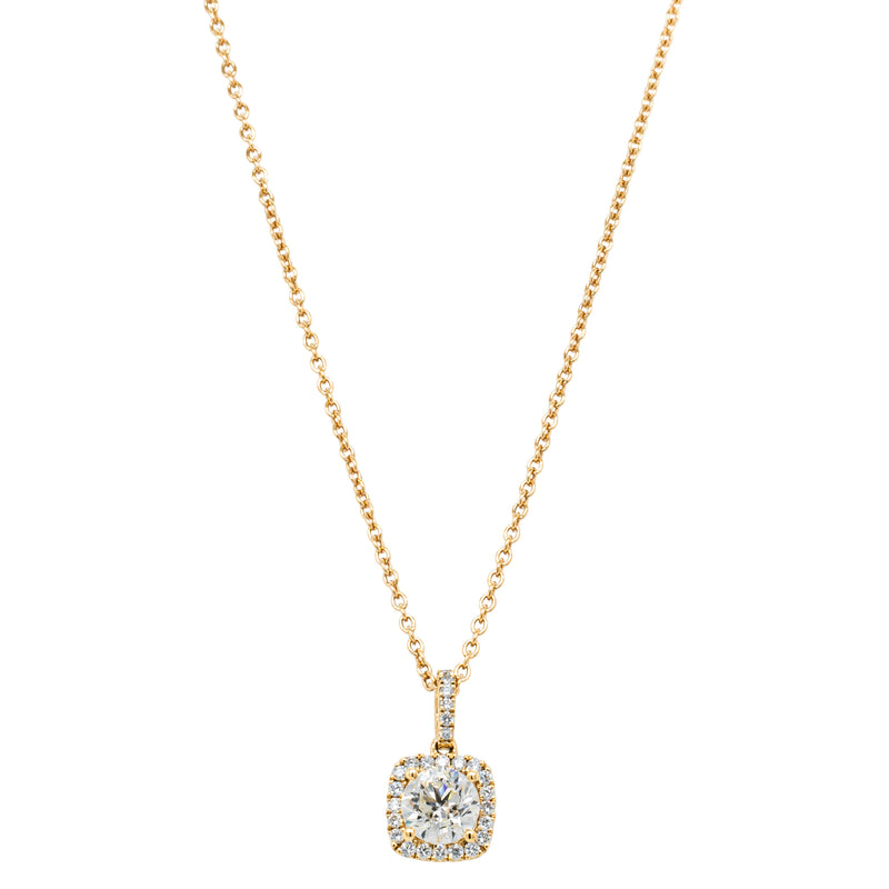18ct Yellow Gold .68ct Reclaimed Diamond Peony Pendant-Necklace-Walker & Hall