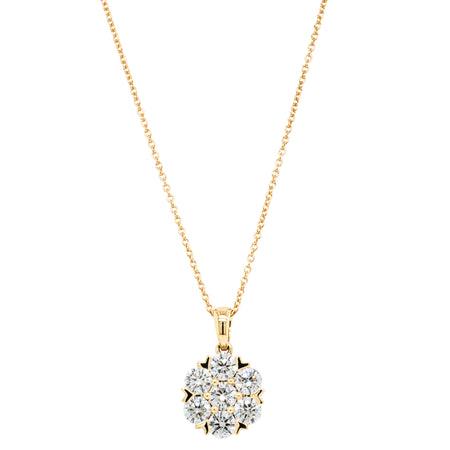 18ct Yellow Gold 2.00ct Diamond Lotus Pendant-Necklace-Walker & Hall