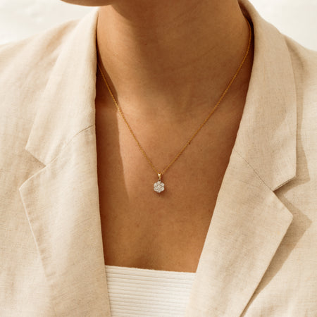 18ct Yellow Gold .60ct Diamond Lotus Pendant - Necklace - Walker & Hall