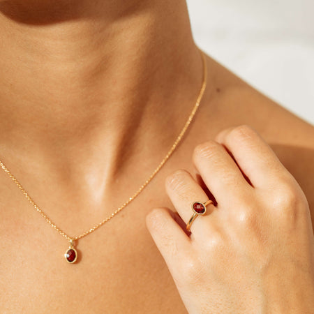 9ct Yellow Gold Garnet Saffron Ring-Ring-Walker & Hall