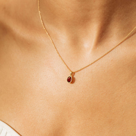 9ct Yellow Gold Garnet Saffron Pendant-Necklace-Walker & Hall