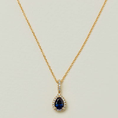 18ct Yellow Gold .95ct Sapphire & Diamond Mini Sierra Pendant - Necklace - Walker & Hall