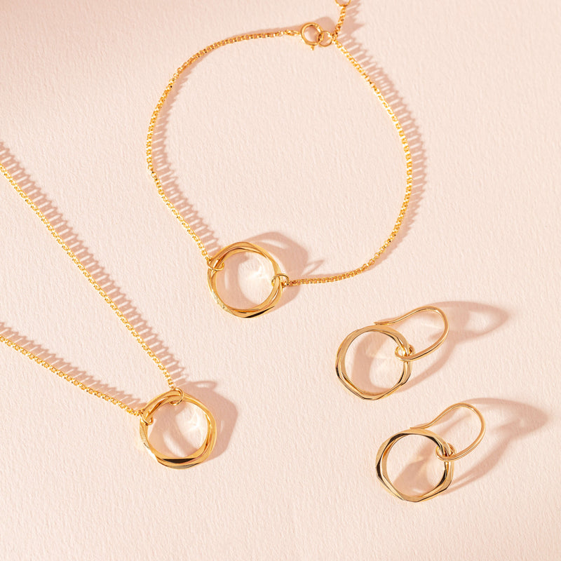 9ct Yellow Gold Mini Entwined Hook Earrings-Earrings-Walker & Hall