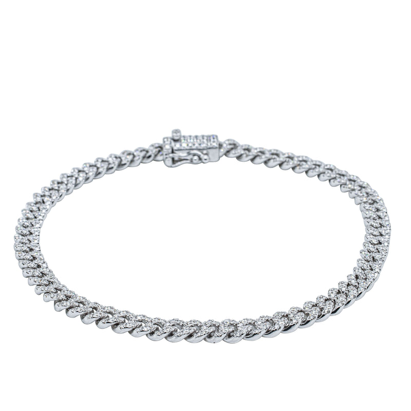 18ct White Gold 1.39ct Diamond Curb Link Bracelet-Bracelet-Walker & Hall