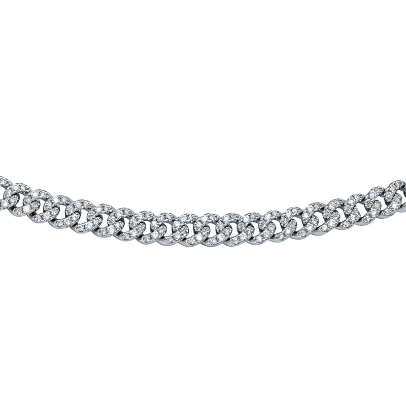 18ct White Gold 1.39ct Diamond Curb Link Bracelet-Bracelet-Walker & Hall