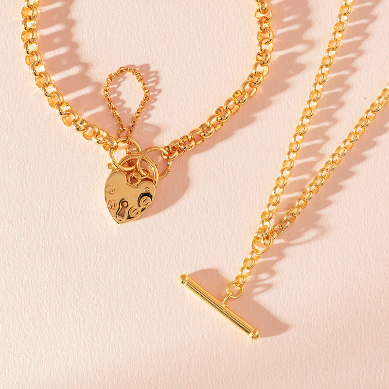 9ct Yellow Gold Belcher Link Fob Chain-Necklace-Walker & Hall