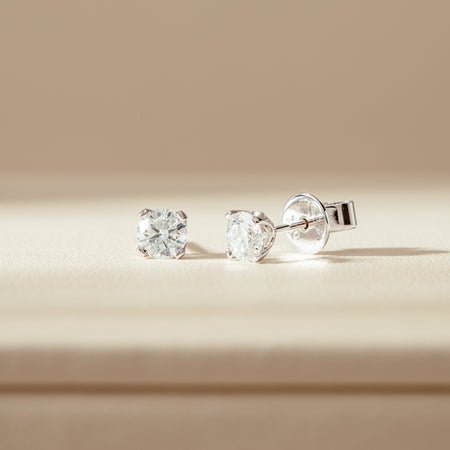 18ct White Gold .80ct Diamond Blossom Stud Earrings-Earrings-Walker & Hall