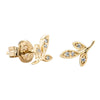 9ct Yellow Gold Diamond Leaf Studs-Earrings-Walker & Hall