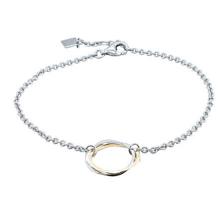 Sterling Silver & 9ct Yellow Gold Mini Entwined Bracelet-Bracelet-Walker & Hall