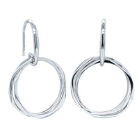 Sterling Silver Entwined Hook Earrings-Earrings-Walker & Hall