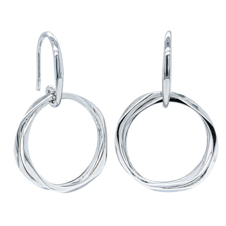 Sterling Silver Entwined Hook Earrings-Earrings-Walker & Hall