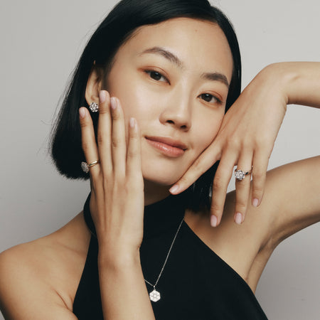 18ct White Gold 1.20ct Diamond Lotus Ring-Ring-Walker & Hall