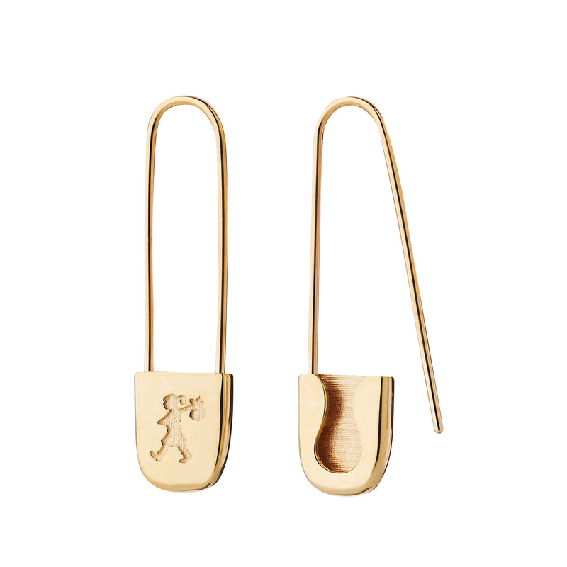 Karen Walker Runaway Safety Pin Earrings - Gold Plated - Earrings - Walker & Hall