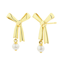 Karen Walker Pearl Bow Earrings - Gold Plated - Earrings - Walker & Hall