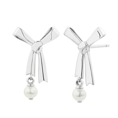 Karen Walker Pearl Bow Earrings - Sterling Silver - Earrings - Walker & Hall