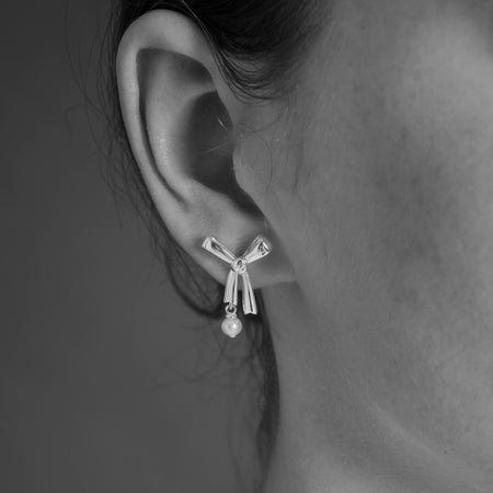 Karen Walker Pearl Bow Earrings - Gold Plated - Earrings - Walker & Hall