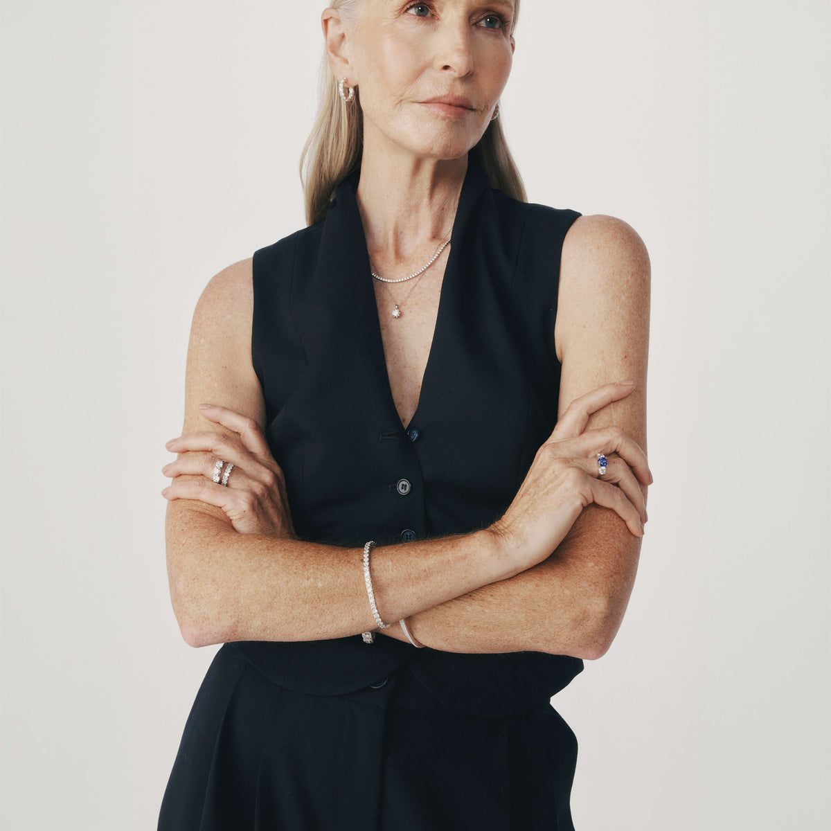 Model wearing natural diamond and gemstone jewellery from the 1899 Collection