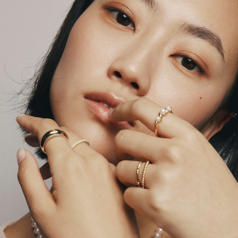 18ct Yellow Gold Akoya Pearl Margaux Ring-Ring-Walker & Hall