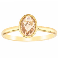 9ct Yellow Gold Rose Quartz Rose Hip Ring-Ring-Walker & Hall