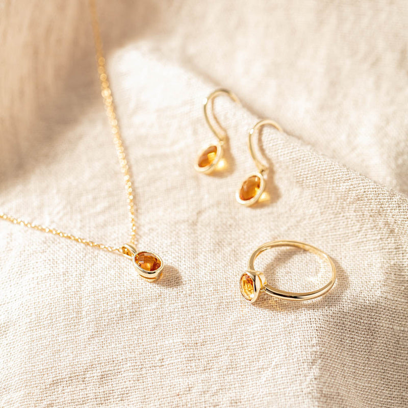 9ct Yellow Gold Citrine Elderflower Ring-Ring-Walker & Hall