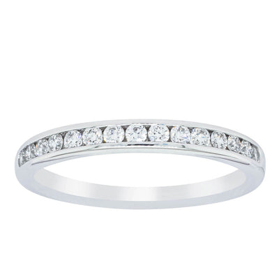 18ct White Gold Diamond Channel Set Band-Ring-Walker & Hall