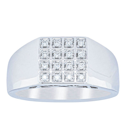 14ct White Gold .15ct Diamond Cluster Ring-Ring-Walker & Hall