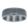 Black Zirconium Two Grooves Men's Ring-Ring-Walker & Hall
