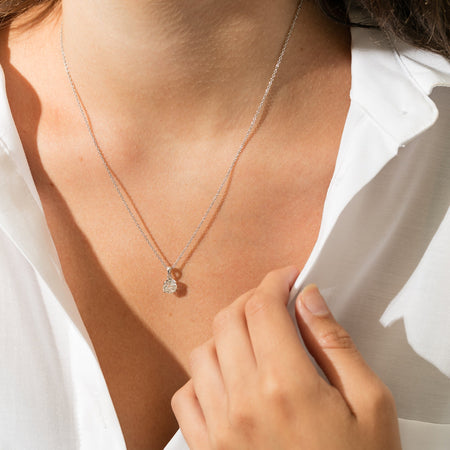 18ct White Gold 1.06ct Diamond Blossom Pendant-Necklace-Walker & Hall