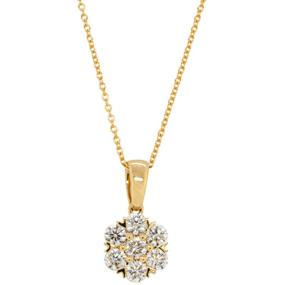 18ct Yellow Gold 1.20ct Diamond Lotus Pendant-Necklace-Walker & Hall