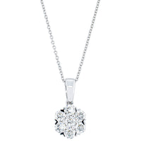 18ct White Gold 1.20ct Diamond Lotus Pendant-Necklace-Walker & Hall