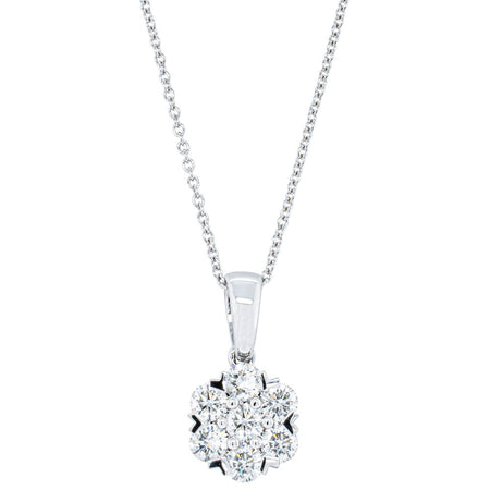 18ct White Gold 1.20ct Diamond Lotus Pendant-Necklace-Walker & Hall