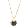9ct Yellow Gold Onyx Spinner Pendant With Chain-Necklace-Walker & Hall