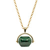 9ct Yellow Gold Malachite Spinner Pendant With Chain-Necklace-Walker & Hall