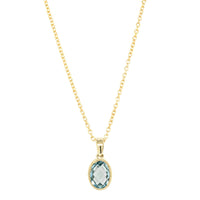 9ct Yellow Gold Blue Topaz Sandalwood Pendant-Necklace-Walker & Hall