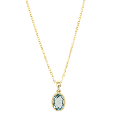 9ct Yellow Gold Blue Topaz Sandalwood Pendant-Necklace-Walker & Hall