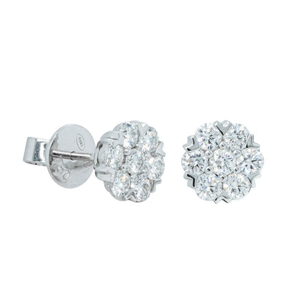 18ct White Gold 1.23ct Diamond Lotus Stud Earrings-Earrings-Walker & Hall