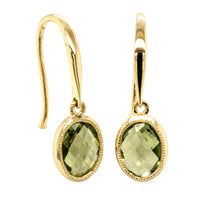 9ct Yellow Gold Peridot Lemongrass Earrings-Earrings-Walker & Hall