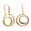 14ct Yellow Gold Textured Circle Hook Earrings-Earrings-Walker & Hall