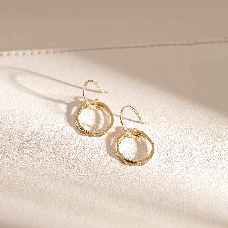 9ct Yellow Gold Mini Entwined Hook Earrings-Earrings-Walker & Hall