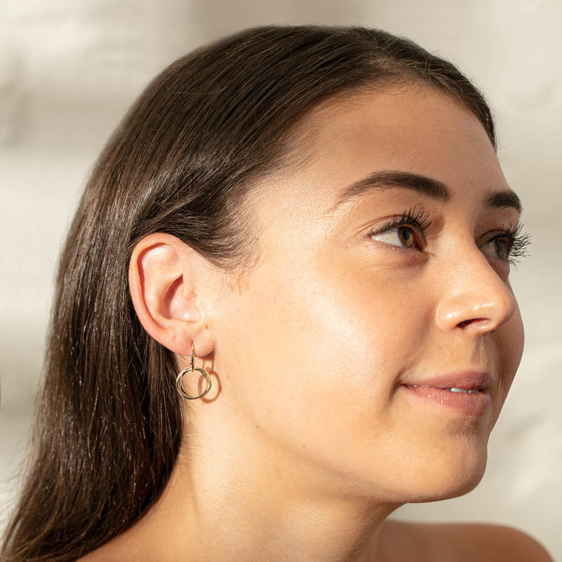 9ct Yellow Gold Mini Entwined Hook Earrings-Earrings-Walker & Hall