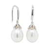 9ct White Gold Petal Drop Pearl Earrings-Earrings-Walker & Hall