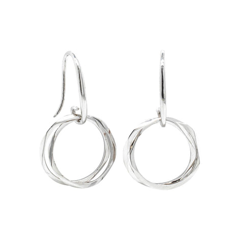 Sterling Silver Mini Entwined Hook Earrings-Earrings-Walker & Hall