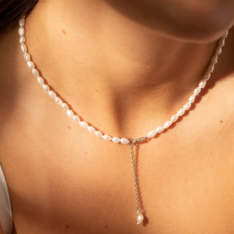 Baby Baroque Pearl Necklace - Sterling Silver-Necklace-Walker & Hall