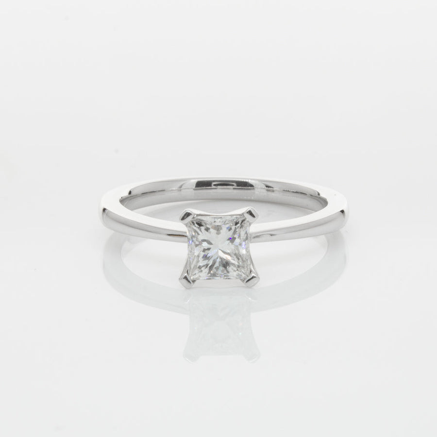 18ct White Gold .71ct Princess Cut Diamond Royale Ring-Ring-Walker & Hall