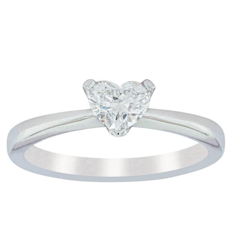 18ct White Gold Diamond Heart Ring-Ring-Walker & Hall